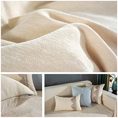 Chenille couverture de canapé beige tissage noble grand format