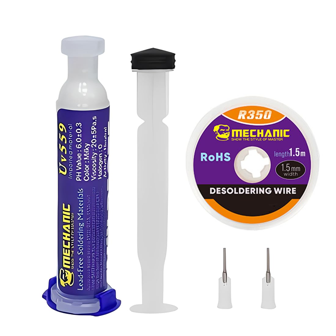 2 Pieza Trenza De Soldadura Y Pasta Fundente Sin Limpieza, Flux Para Soldar Estaño, Kit De Desoldadura Para Reparación De Componentes Electrónicos, Placas De Circuito Impreso (A)