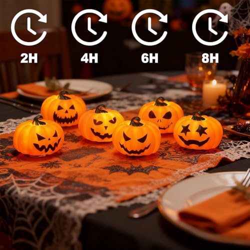 Image of Wondise 6Pack Halloween Pumpkin Tea Lights with Remote and Timer