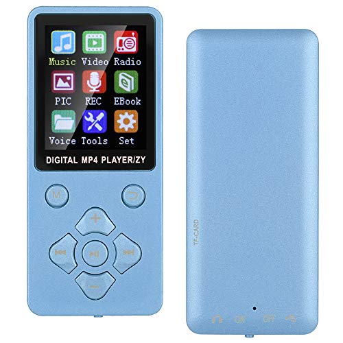 MP3 Player, MP4 Music Player, MP3 Music Player with Bluetooth, T1 Music MP3 MP4 Player 8G Bluetooth Support 32G Memory Card Cross Shaped Buttons (Blue)