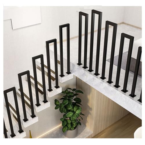 Iron il para escalones al aire libre, barandilla de escalera en forma de U para escaleras interiores, loft, porche o terraza, color negro para escalones al aire libre, 85 cm.