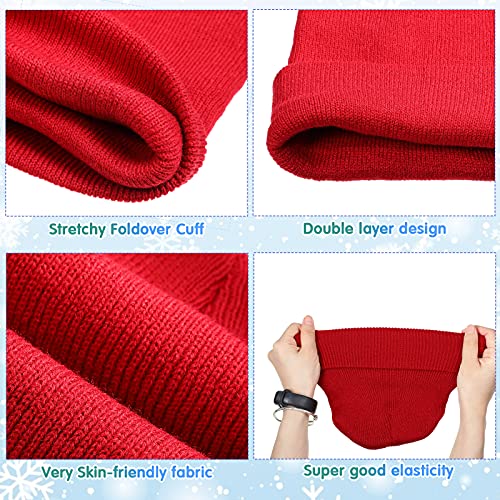 SATINIOR 24 Pieces Kids Winter Beanie Hat Knitted Cuffed Skull Caps Knit Cozy Watch Hat Cold Weather Warm Hats for Boys Girls4