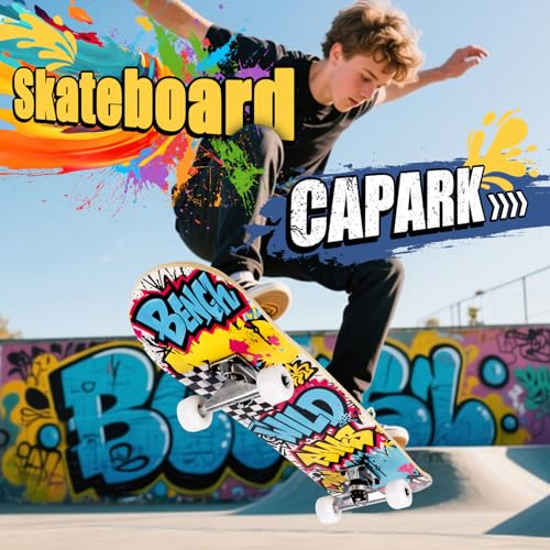 Image of Skateboards for Beginners Adults Youths Teens Kids Girls Boys 31 Inch Pro Complete Skate Boards 7 Layer Canadian Maple Double Kick Concave Longboards