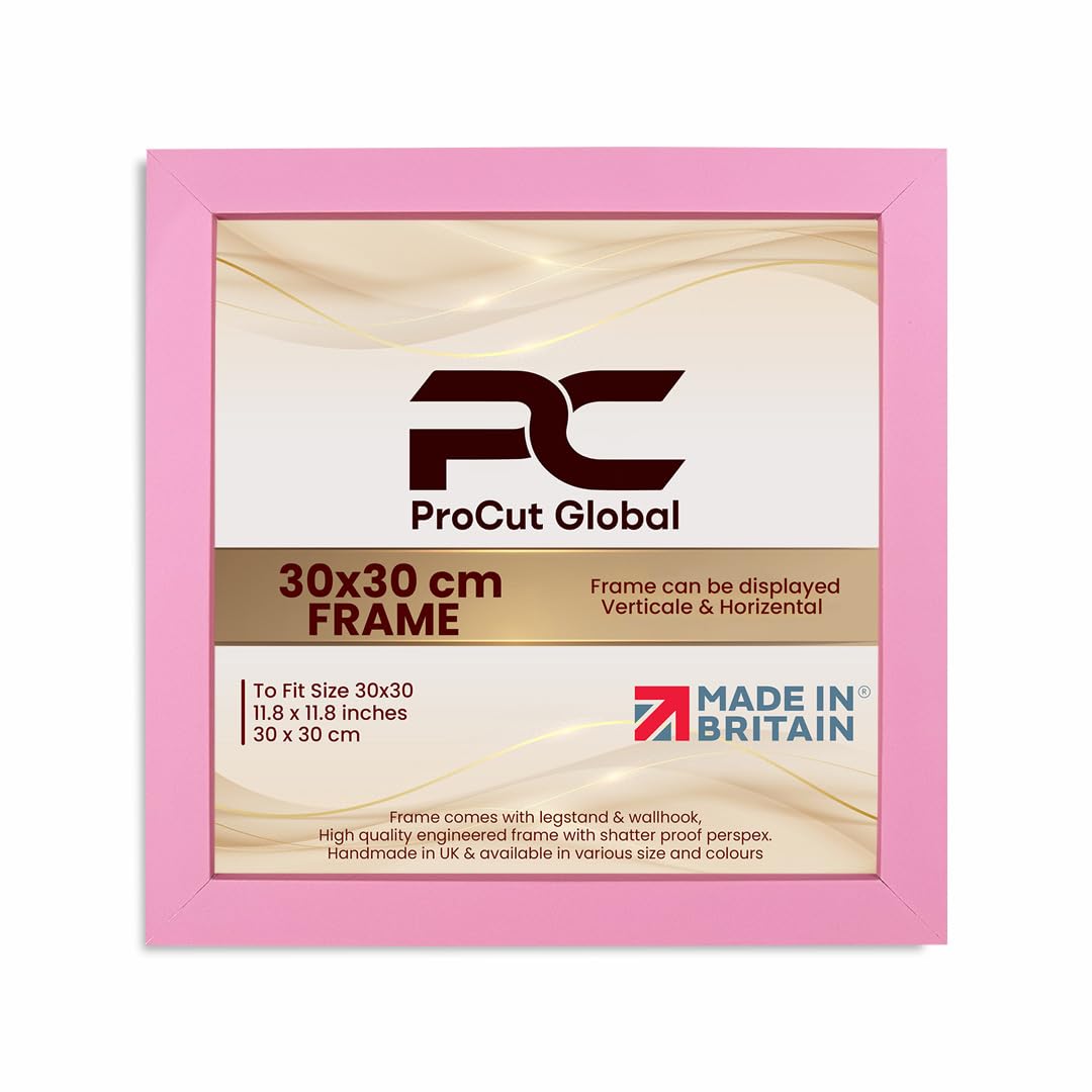Procut Global 30X30CM Pink Picture Frames – Sleek Wooden Photo Frame with Shatterproof Perspex for Wall or Tabletop – Perfect for Posters, Certificates, Prints–Multiple Sizes & Colors Available