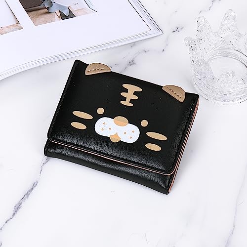 Women Girls Slim Trifold Wallet Cute Tiger Print PU Leather Short Card Holder Purse Small Cash Pocket Card Holder With ID Window Purse For Outing Shopping4