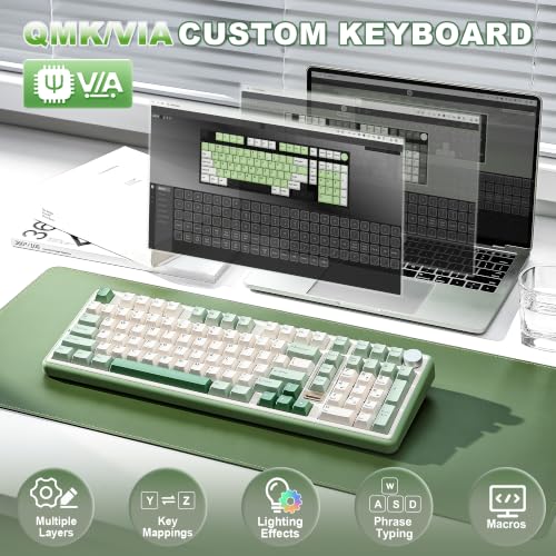 Image of YUNZII B98 PRO 96% Wireless Mechanical Keyboard (Matcha Green, Milk Switch)