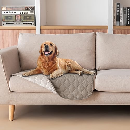 Image of gogobunny 100% Double Sided Waterproof Dog Blanket Soft Pet Bed Cover Reversible Protect Furniture Couch Sofa Car for Puppy Large Dog Cat (Dark Stone /Light Stone, 30x30 Inch (Pack of 1))