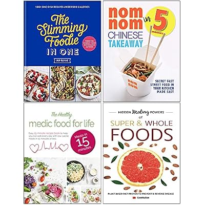 The Slimming Foodie in One [Hardcover], Nom Nom Chinese Takeaway, The Healthy Medic Food for Life, Hidden Healing Powers Of Super & Whole Foods 4 Books Collection Set