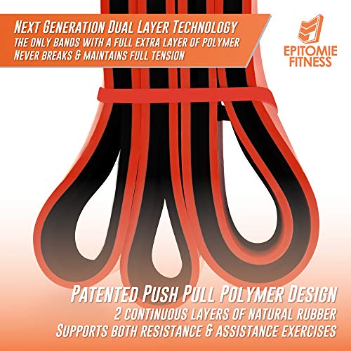 Bionic Flex Pull Up Assistance Band – Premium Dual Layer Pull Up Assist Bands for Strength Training Exercise, Physical Therapy, Powerlifting, Stretching – Single Red Resistance Band (50 to 120 lbs)
