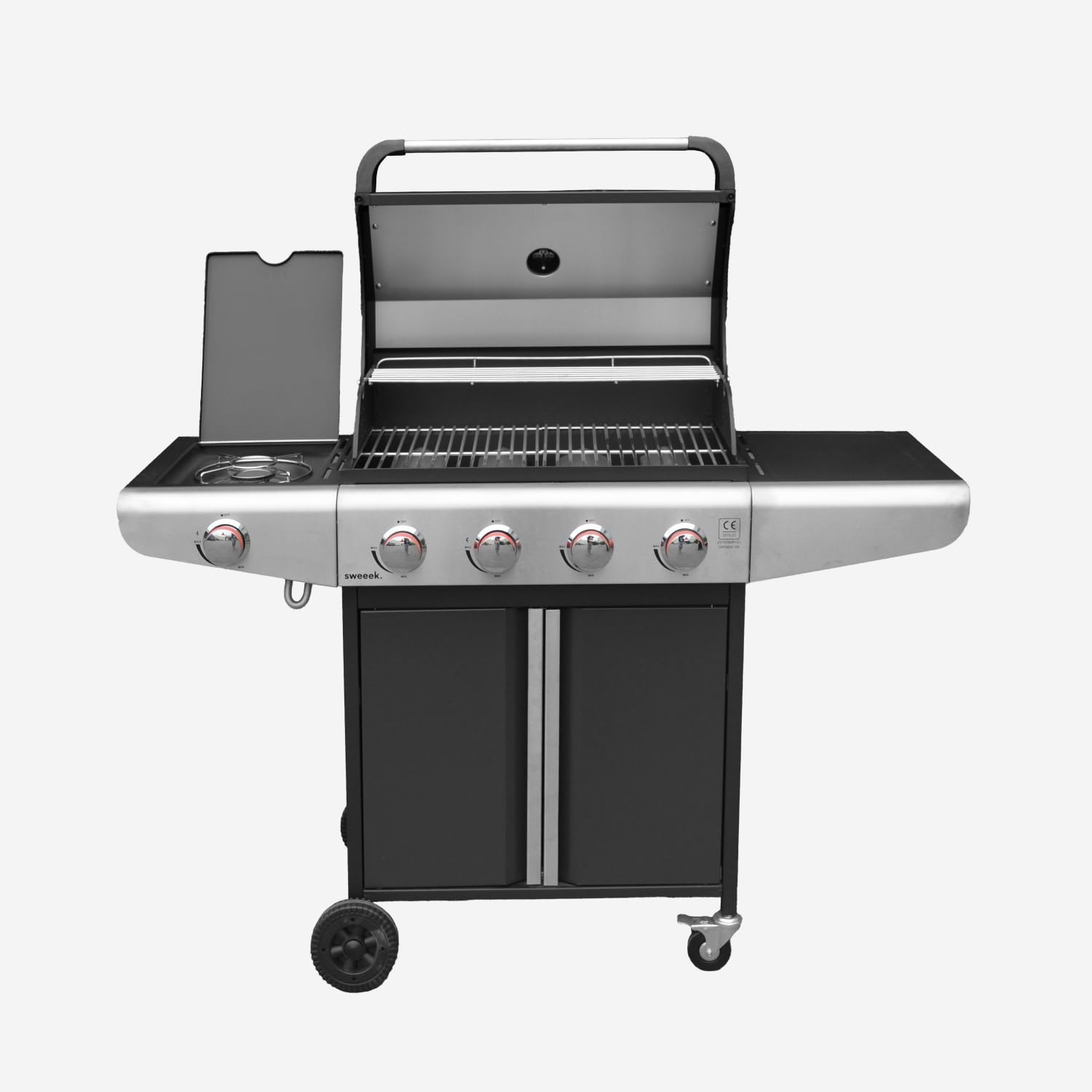 Barbecue a gas a 5 fuochi con 1 bruciatore laterale Nero - 136x53.5x109.2 cm
