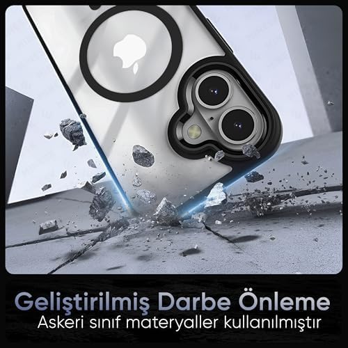 Minesk iPhone 15 Pro Max için SUPER-CRYSTAL Magsafe ile Uyumlu Kılıf Arkası Kristal Berraklığında Cam Görünüm Kenarları Darbe Emici Silikon Hybrid Kılıf (Titanyum Gri, 15 Pro Max) - Görsel 4