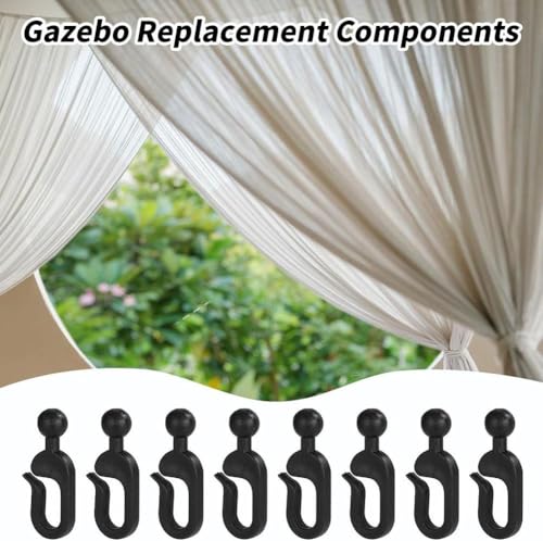 50-pcs Curtain Hooks for Mosquito Netting And Gazebo,Black Plastic Curtain Rings,Smooth Gliding Replace Gazebo Accessories Rail/track Hooks for Outdoor Hotel Tent Canopy Pergola Windproof Accessories - Image 4