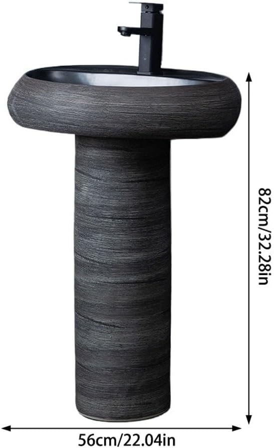 Bathroom Countertop Vessel Sink Outdoor Pedestal Basin Ceramic Integrated Floor-standing Wash Household Pedestal Sink Vanity