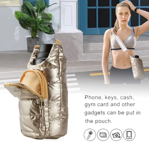Puffer Water Bottle Holder Quilted Hydrobag Sports Pouch Bag with Adjustable Shoulder Strap Flask Sling Bag4