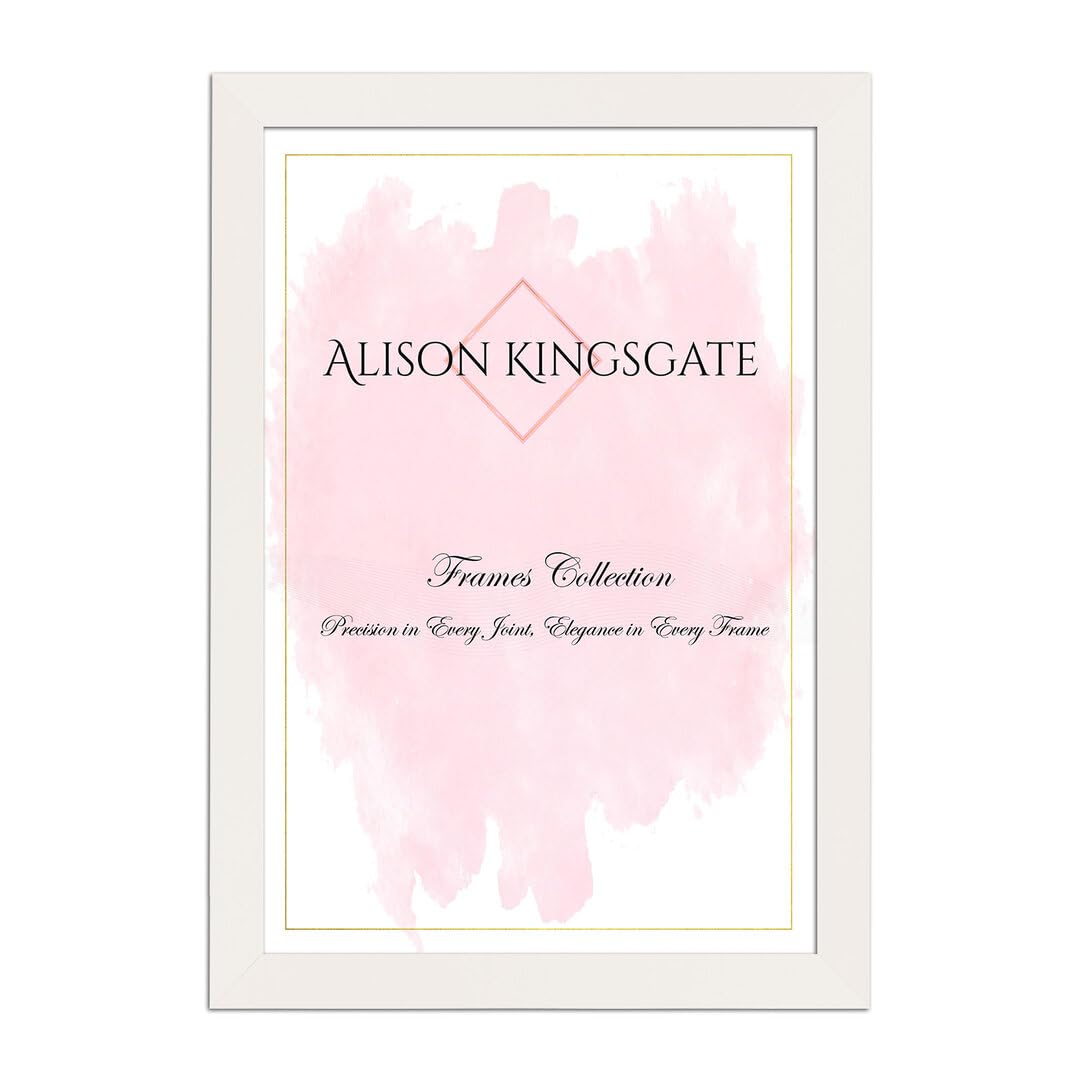 Alison Kingsgate Sleek 9X6 Picture Frame - Engineered Wood with Shatterproof Perspex Front -Perfect for Photos, Posters, Certificates -Suitable for Wall Mount or Tabletop Display - White