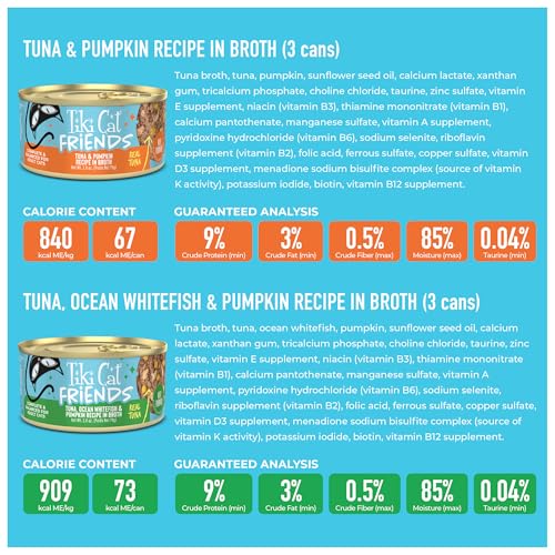 Image of Tiki Cat Friends Wet Cat Food, Tuna Variety Pack, 2.8 oz. Cans (12 Count) | Complete and balanced nutrition, flaked fish texture, for adult cats