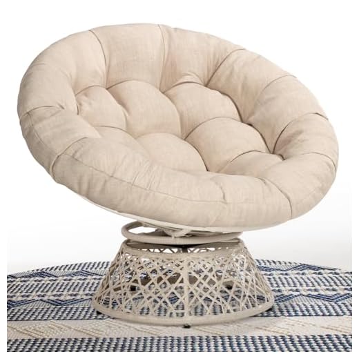 Bme 40" Ergonomic Wicker Papasan Chair with Soft Thick Density Fabric Cushion, High Capacity Steel Frame, 360 Degree Swivel for Living, Bedroom, Reading Room, Lounge