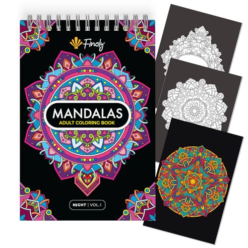 Finoly Libro Mandala da Colorare Adulti | Libro Mandala da Colorare Adulti A4 Antistress | Album mandala da colorare Carta Premium per adulti e Bambini | Rilegatura a Spirale VOL I