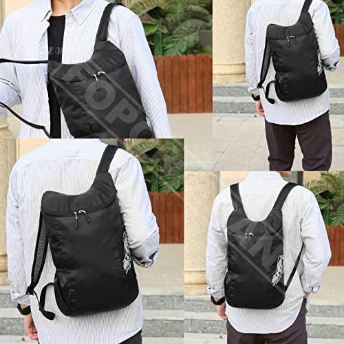 Foldable Ultra Lightweight Hiking Daypack - 15L Water Resistant Packable Backpack With Smooth Zipper & Adjustable Shoulder Strap For Travel Outdoor Walking Trekking Camping Women Men Outdoor/Black #TOP3