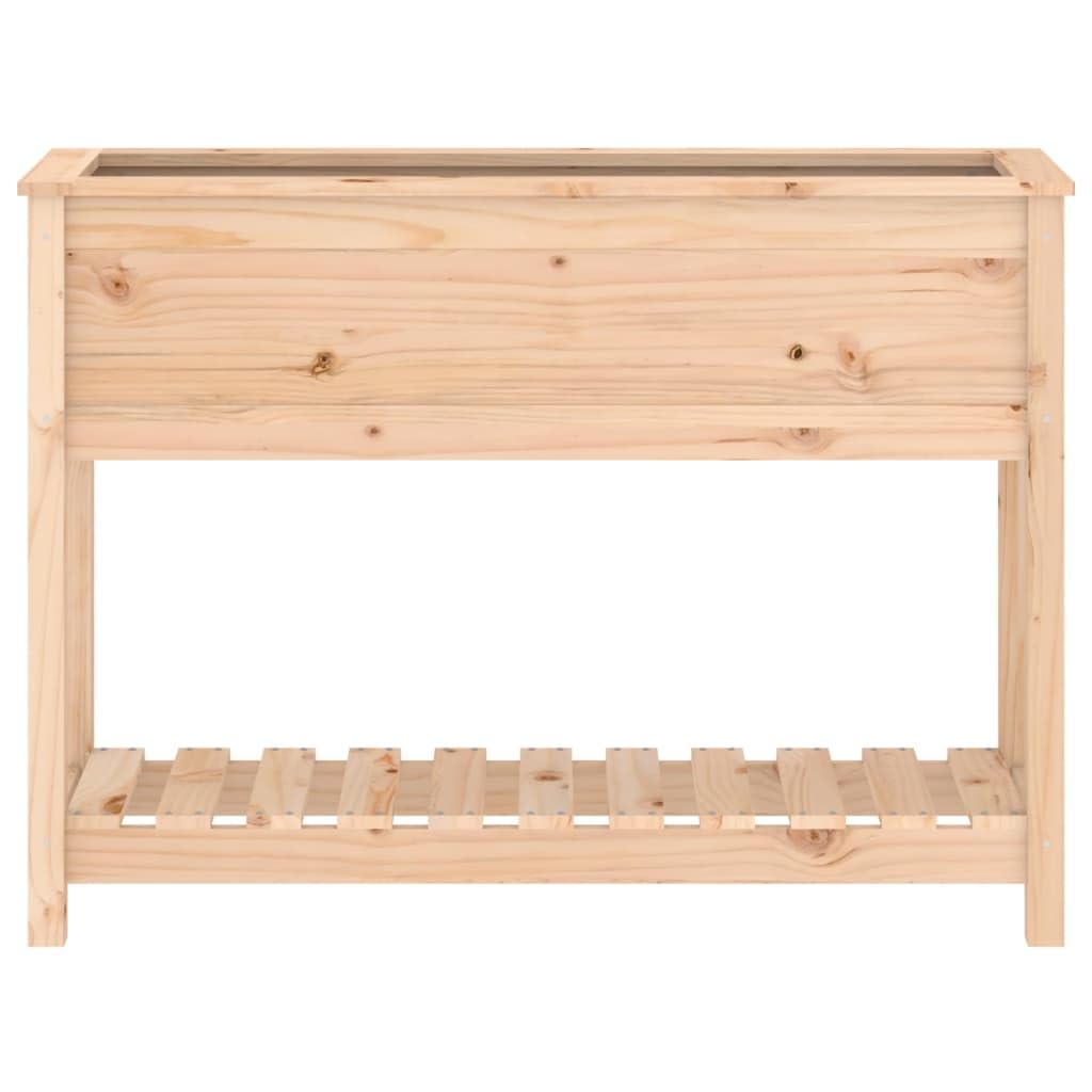 Skrzynka na kwiaty z półką z litego drewna sosnowego 111,5 x 34,5 x 81 cm na balkon i patio, duża doniczka na nasiona, solidna i stabilna konstrukcja, ergonomiczna wysokość, idealna do ogrodu