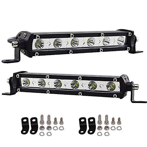 AUXTINGS 7 inch 30W Ultra Slim Single Row LED Light Bar Spot Beam with Mounting Bracket for Chevrolet Dodge Ford GMC Jeep Ranger ATV UTV SUV