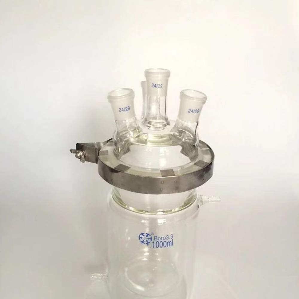 1000ml Laboratory Glass Reactor, Open Jacket Double-Layer Reaction Flask (24/24/24 Three-Port Joint)