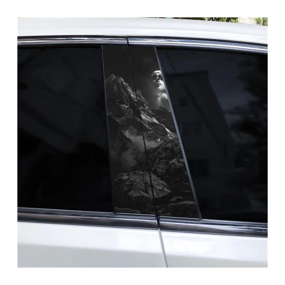 Decorative Items 2pcs Car B-Pillar Waterproof Decal Moon and Mountain DIY Car Door Pillar Decorative Decal(Type A)