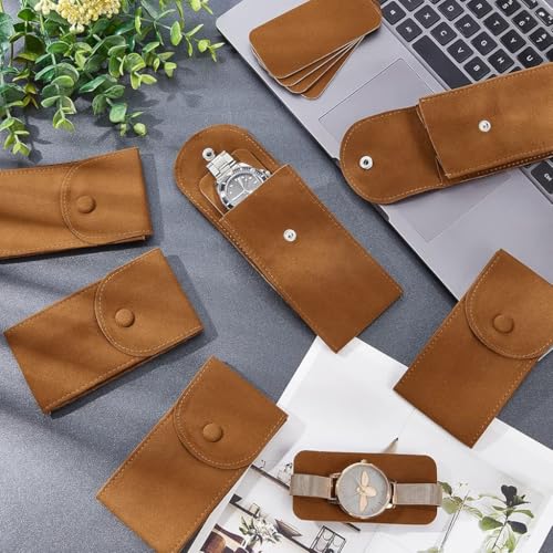 Image of ZORBES 2PCS Travel Watch Box Organizer Case - Wrist Watch Storage Pouch with Double Sided Velvet Liner Anti-Scratch Design, Secure Snap Closure, Compact 7x13x4cm Size, Only Box Accessory