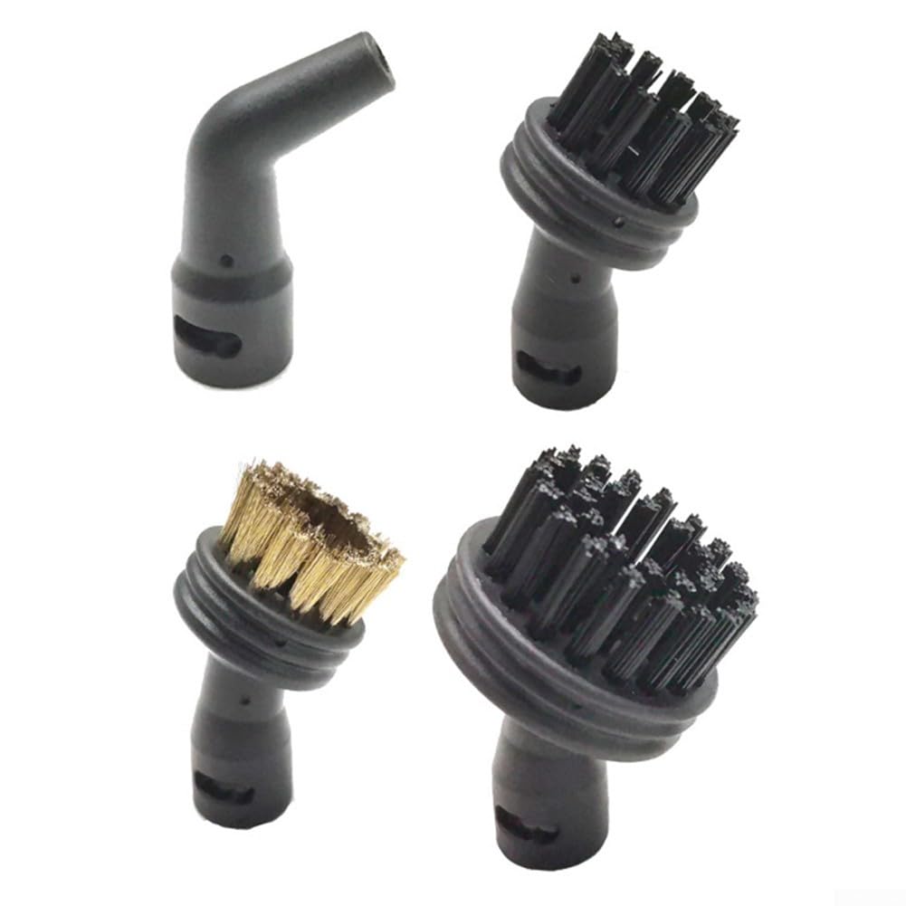 Steam Cleaner Nozzle Brush Set For Kitfort KT-1000-03, 4-Piece Attachment Kit For Handheld Cleaning Tools For Floors, Tiles, Kitchens, And Bathrooms, Black