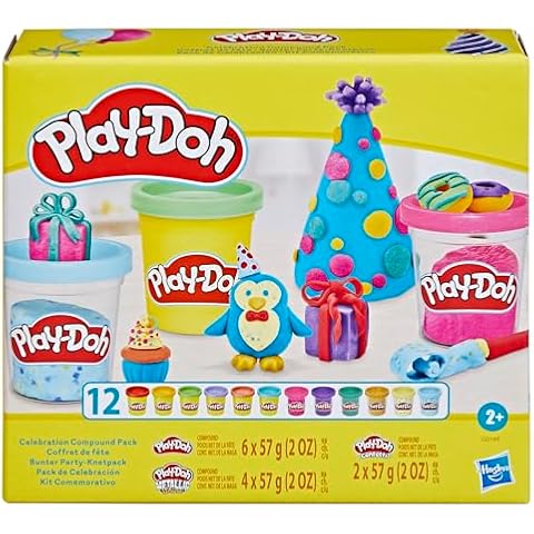 Play-Doh Celebration 12 Bulk Pack, Assort. Colors, Confetti & Metallic Shine, Kids Arts & Crafts, Stocking Stuffers Gifts for Girls & Boys, Preschool Toys, Ages 3+ Cover