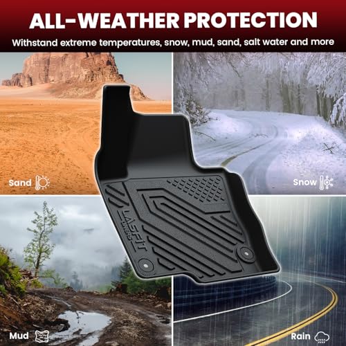Image of LASFIT Floor Mats for Volkswagen Tiguan 2009-2017, All Weather TPE Custom Fit Floor Liners for 1st & 2nd Rows Car Mats & Trunk Mats for VW Tiguan Accessories, Black | All Weather TPE Floor Liners Protection , 1st & 2nd Rows Car Mats & Trunk Mats for VW Tiguan Accessories, Easy to Clean Black