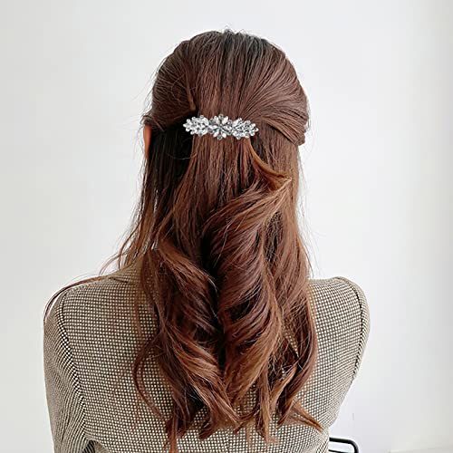 Austrian Crystal Hair Clips, Rhinestones Hairpins Barrettes, White Sparkly Hairgrip Hair Headwear Wedding Accessories For Women Girl #TOP4
