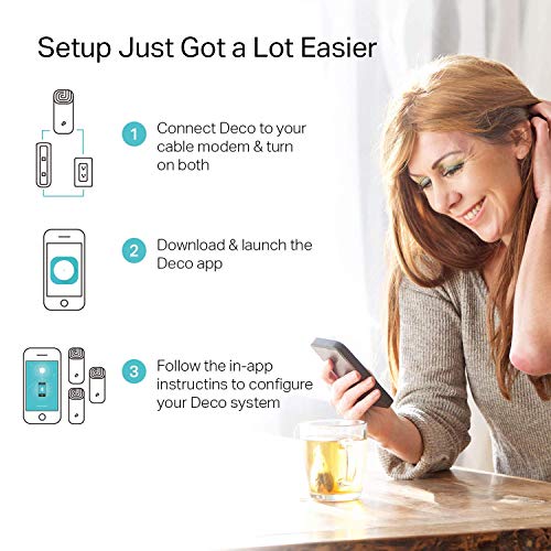 Image of Deco Whole Home Mesh WiFi System - Seamless Roaming, Adaptive Routing, Up to 5, 500 Sq. ft. Coverage, Connect Up to 100 Devices (Deco M4 3-Pack)