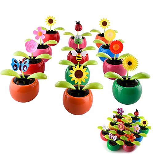 Set of 6 Cute Solar Power Flip Flap Flower Insect for Car Decoration Window Car Dashboard Decor Swing Dancing Flower (Medium Pack(6 pcs))