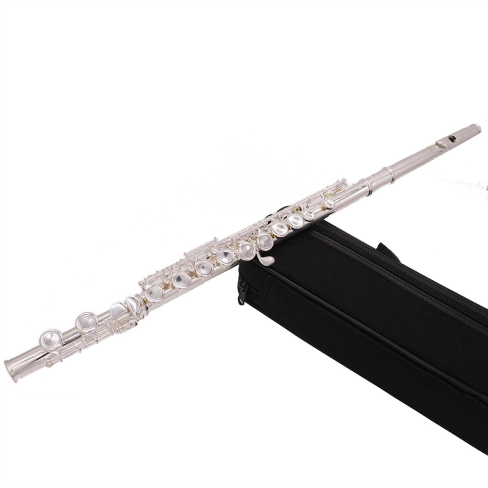 Flauta De Cobre Blanco Plateada, Instrumento De Flauta En Tono C Con Orificio Cerrado De 16 Teclas Y Caja De Almacenamiento Flauta Travesera Kit