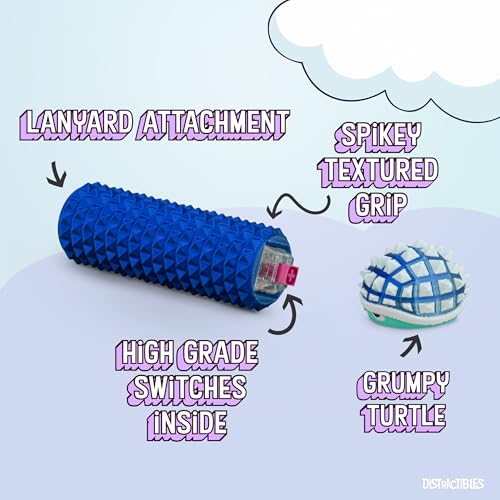 Image of Distractibles Shelly - Sensory Fidget Clicker, Textured Pain Stim Device, Stress Relief for Focus and Concentration (Neon BlueSteel)