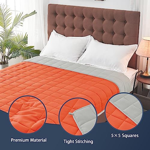 Image of yescool Weighted Blanket for Adults (10 lbs, 48 inch x 72 inch, Orange) Cooling Heavy Blanket for Sleeping Perfect for 90-110 lbs, Twin Size Breathable Blanket with Premium Glass Bead, Machine Washable