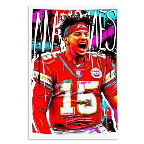 BFXLMKI Patrick Mahomes Posters American Football Posters Canvas Wall Art Decor Print Picture Paintings for Living Room Bedroom Decoration Unframe-style 12x18inch(30x45cm)