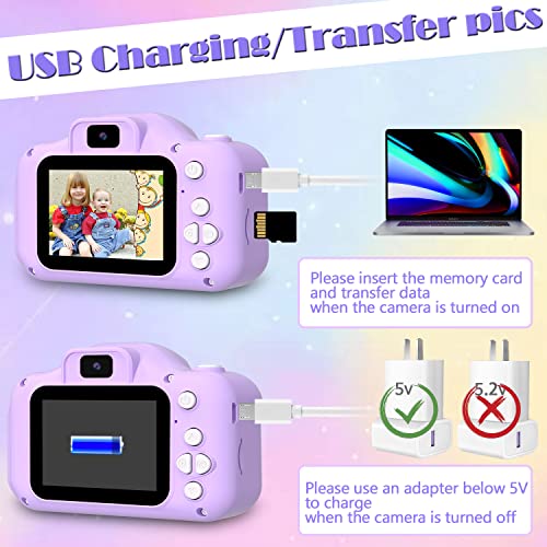 Oaeblle Kids Camera Toddler Camera For Girls, Christmas Birthday Gifts For Girls Age 3-6, Kids Digital Camera For 7 8 9 10 12 Year Old, Selfie Camera For Kids, 32Gb Sd Card(Purple) #TOP6