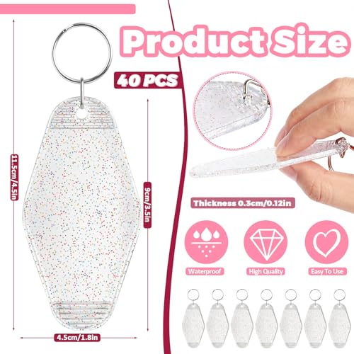 Image of LOTMER 20 /30 /40 /80 PCS Hotel Keychain Blank with Key Rings, 60 Colors Motel Key Chains for DIY Keychains