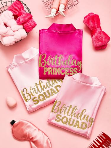 Bokon 40 Pcs Girls Spa Party Supplies 10 Birthday Squad Princess Robe 10 Tote Bags 10 Headbands 10 Spa Masks for Birthday3