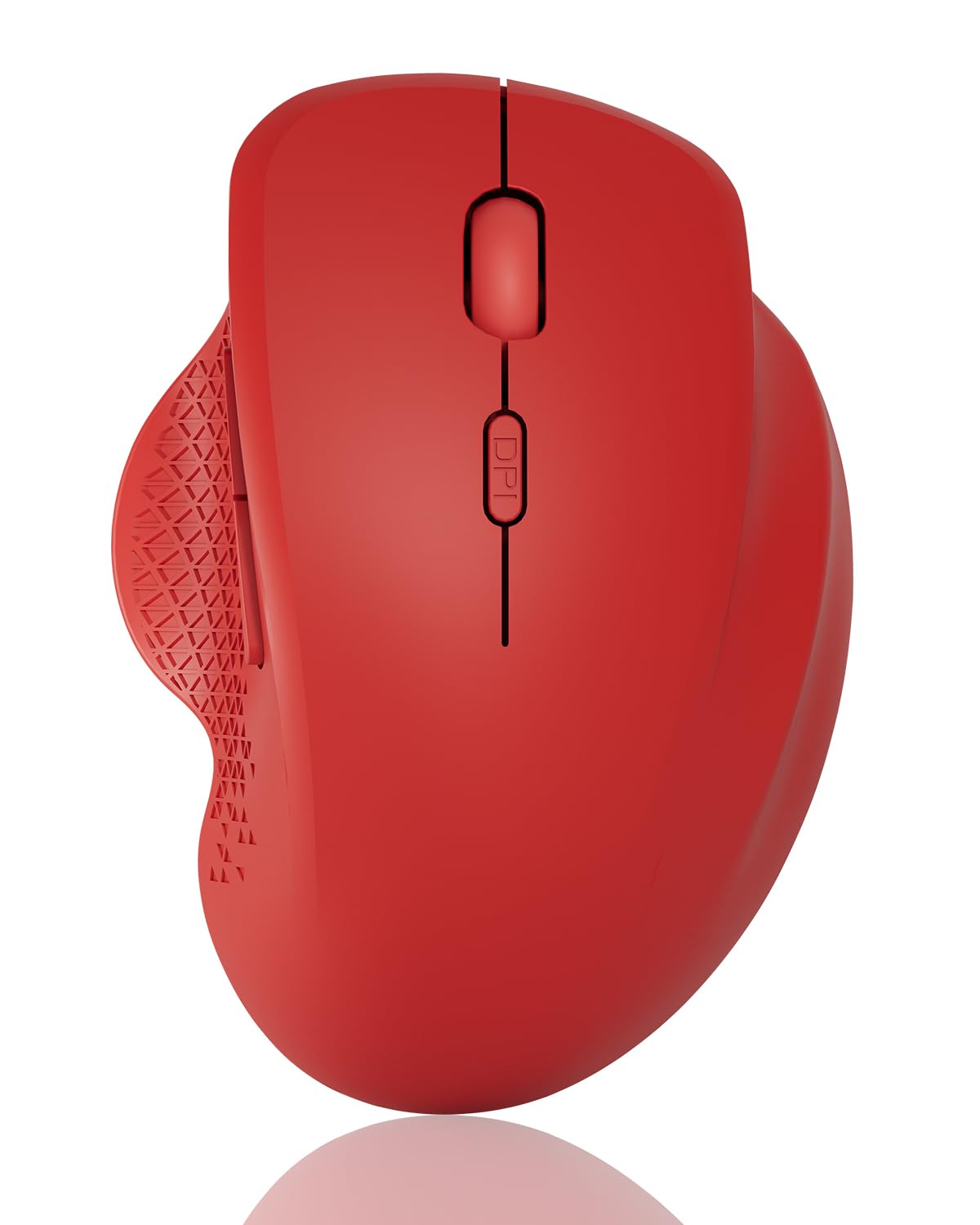 Uiosmuph G09 Bluetooth Wireless Mouse, BT5.1 & 2.4Ghz Rechargeable Computer Mouse with USB Receiver and Type C Adapter, Ergonomic Bluetooth Mice for Laptop, iPad, Mac - Red