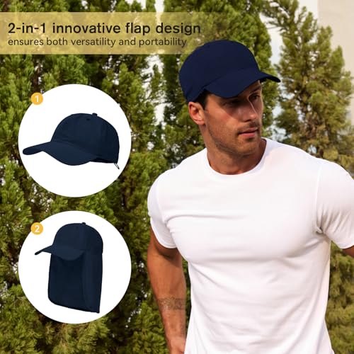 Image of American Trends Mens Sun Hat with Neck Flap, UV Protection Outdoor Flap Hat, Packable Soft Fishing Hiking Gardening Hat