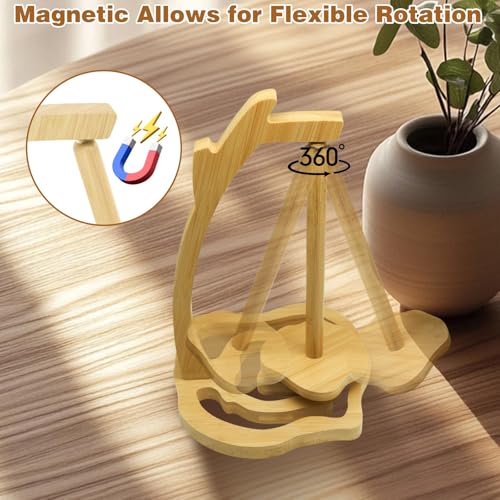 Image of Walnut Yarn Stand Wooden Yarn Spool Rack, Magnetic Yarn Holder Easy to Knit and Crochet, Yarn Spool Rack Supplies, Magnetic Yarn Holder Knitting Accessories Gifts for Knitting Enthusiasts