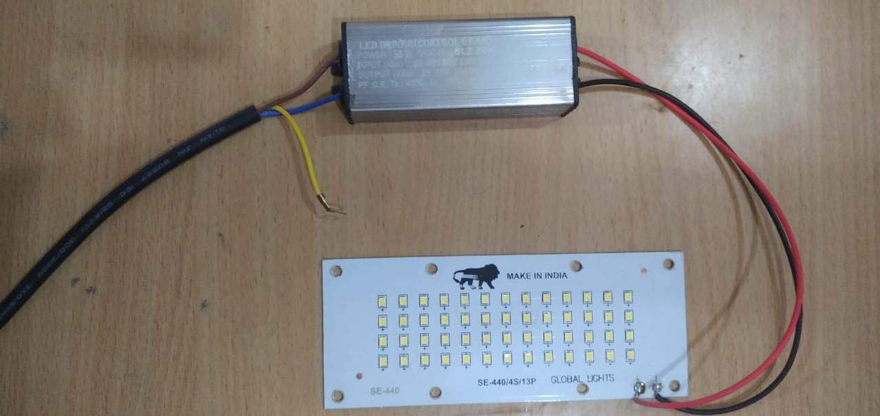 Global Lights Square LED Plate Waterproof Driver for Flood and Street Light, 60 Watts, White-Aluminium