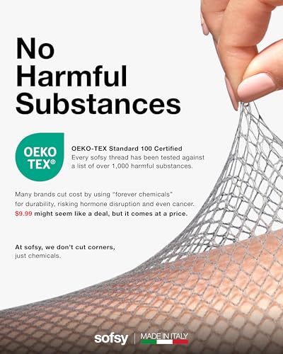 Image of sofsy Italian-Made Soft Fishnet Stockings for Women | 10-Year Hosiery Craftsmanship, Soft Dual Silicone Lace Top, Thigh Highs, Small Grid, Dig-Free, Stretchy