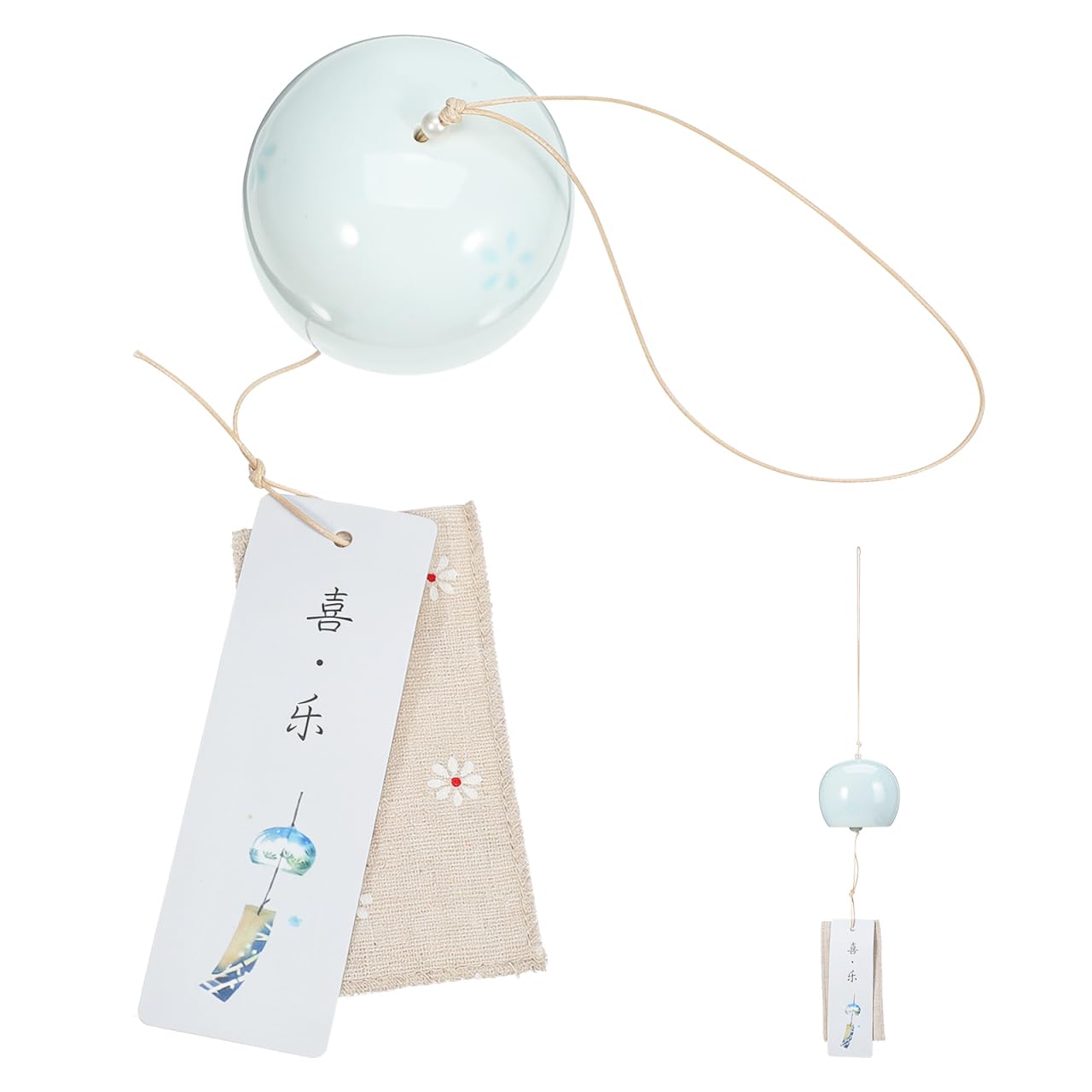 Hemobllo 1 campana japonesa de viento colgante de cerámica para decoración, campana de viento rezando, color azul