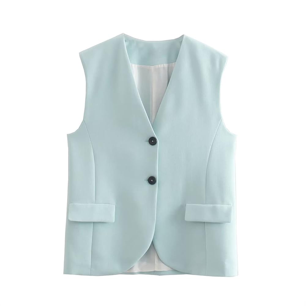 Amazon.com: Kelsiop Light Blue Fashion Women's Suit Vest
