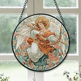 Archery Angel Nouveau Stained Glass Suncatcher Window Hanging, Christmas 2025 Gift, Colorful Glass Art Decor for Home, Gift for Family, Friends, Men & Women R2kUoE