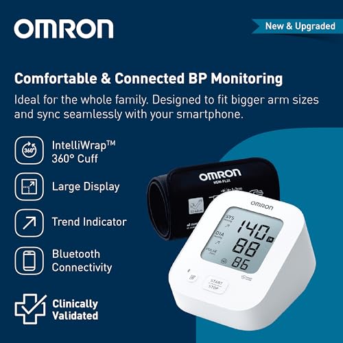Image of Omron HEM 7183T1 FLIN Upper Arm Automatic Blood Pressure Monitor with Bluetooth, IntelliWrap 360 Accuracy Cuff and Large Display